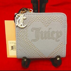 Juicy Couture Light Blue Studded Zip Wallet NWT